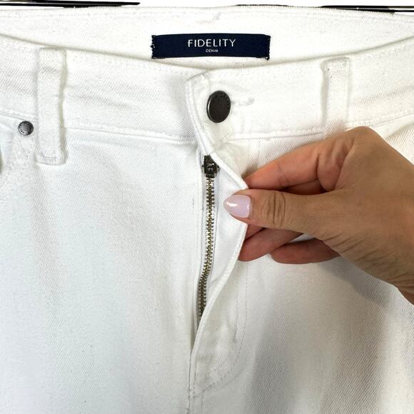 Fidelity NWT Aline Regal White Denim Center Slit Short Knee Length Pencil Skirt - Picture 5 of 8